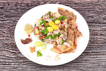 Colorful Fried  rice with mixed vegetable  served