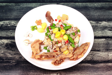 Colorful Fried  rice with mixed vegetable  served