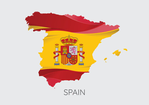 Map Of Spain With Flag
