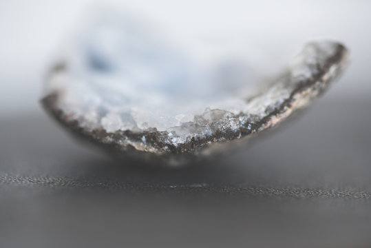 A Cracked Open Geode With Blue Quartz Inside