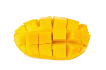 yellow mango. slice. cube.  isolated on white background