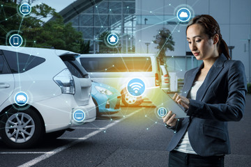 Internet of Things and futuristic transportation concept. © metamorworks