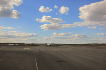 cloud and sky and sun and free space on runway decoration