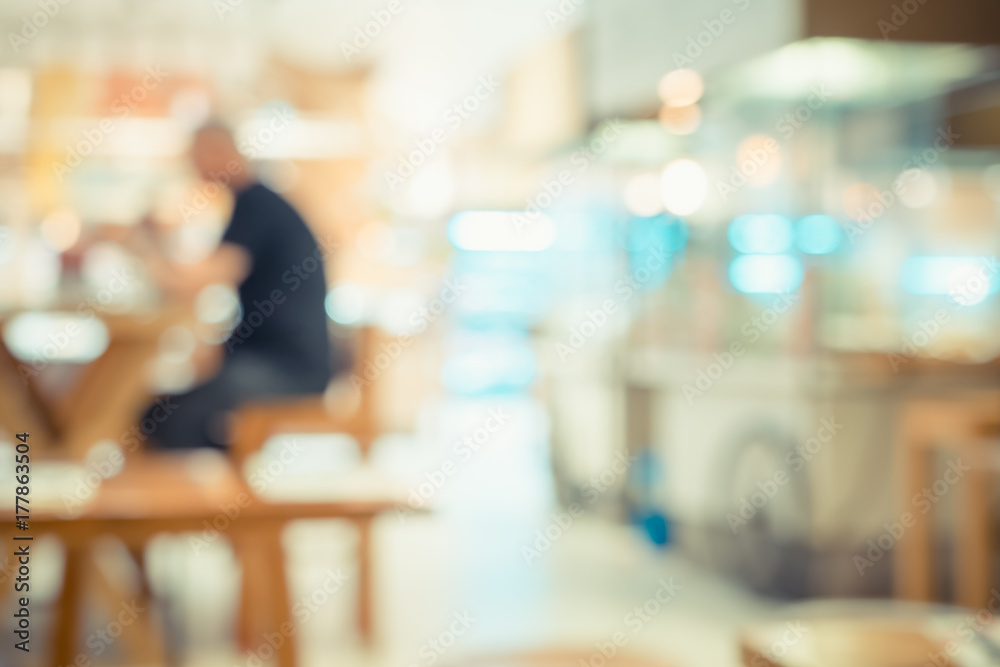 Aufkleber blurred background of customer at restaurant blur background with bokeh