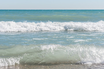 Crashing waves on Lake Michigan on an autumn day