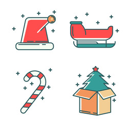 Set of flat Christmas icons