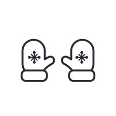 Mittens icon vector line illustration. Pair mittens with snowflake element. Outline flat illustration