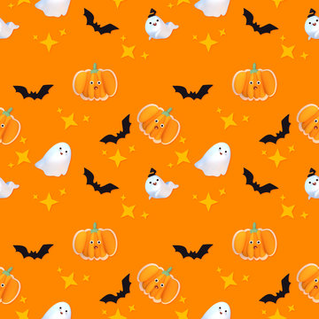 Seamless Halloween pattern. 3d rendering picture.