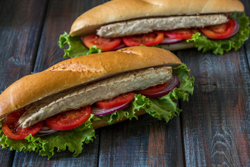 Sandwich with fish. Balik ekmek - turkish fast food