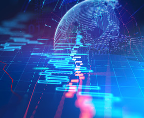 technical financial graph on technology abstract background