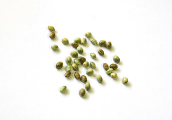 Hemp seeds on white background,marijuana