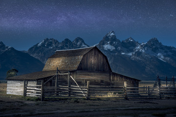 Light paint on Thomas Molton Barn, part of the Mormon Row on Grand Teton National Park. Also with...
