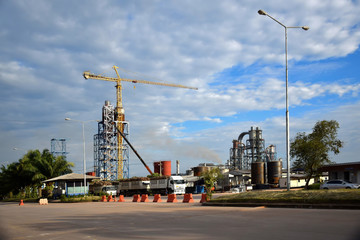 Fototapeta na wymiar construction site on blue sky background