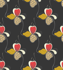 Floral seamless pattern. Hand drawn creative flowers. Colorful artistic background. Abstract herb. Can be used for wallpaper, textiles, wrapping, card, cover. Vector illustration, eps10