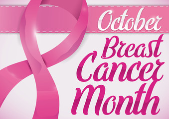 Commemorative Pink Design with Ribbons for Breast Cancer Month, Vector Illustration