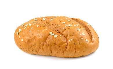 Bread isolated on white, Traditional homemade french round bread isolated , whole grain bread