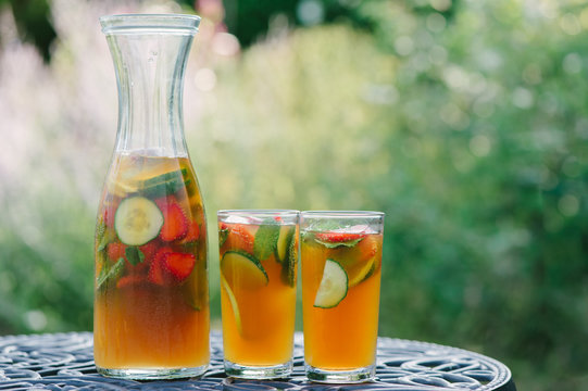 Glasses of refreshing summer cocktail drink