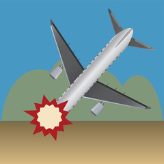 Passenger air plane crash vector illustration