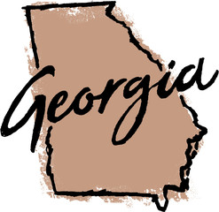 Fototapeta premium Hand Drawn Georgia State Design
