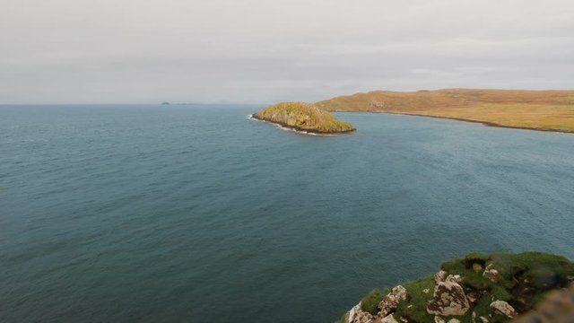 Sea landscape of the Isle of Skye in Scotland - view from ruins of Macleod castle