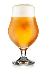 Glass of beer isolated on white background