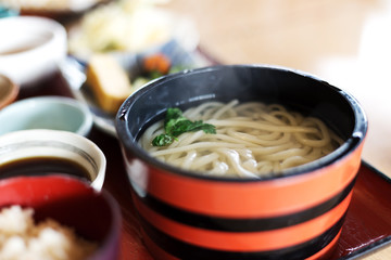 tasty japanese food on table