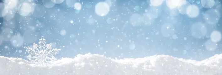 Fotobehang Snowflake on snow © Li Ding