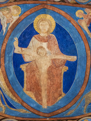God Father and Christ, a romanesque fresco with an ultramarine background