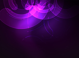 Round glowing elements on dark space, abstract background