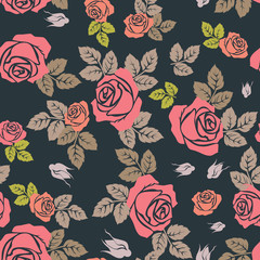 Rose seamless pattern. Seamless pattern with flowers roses. Floral seamless background.