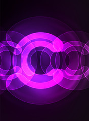 Round glowing elements on dark space, abstract background
