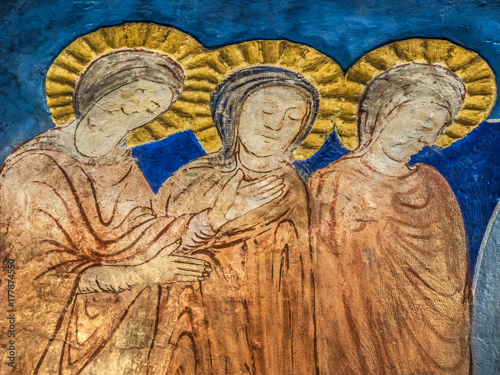 Wall mural Three woman at the tomb of Jesus on Easter Sunday