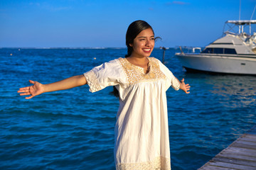 Mexican latin woman in Riviera Maya