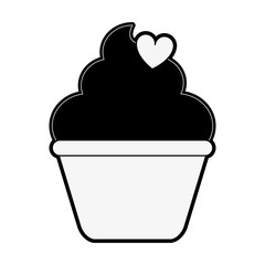 cupcake with frosting and heart shape sprinkels icon image vector illustration design