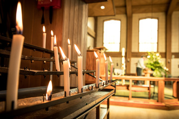 Church Candles Burning