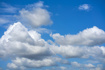 Blue summer sky white cumulus clouds