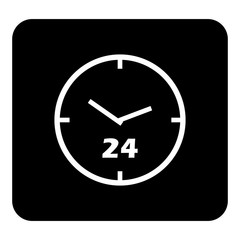 Clock, time, icon, minute, 24 icon. Vector white illustration on black background