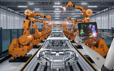 cyborg control robot assembly line