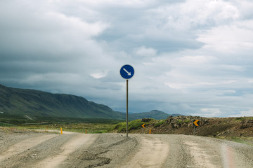 One Way Signal in a Countryside Road