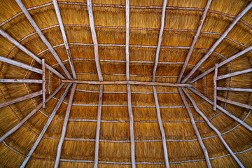 Cancun palapa roof hut dried grass