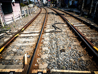 Naklejka premium 線路、カーブ。