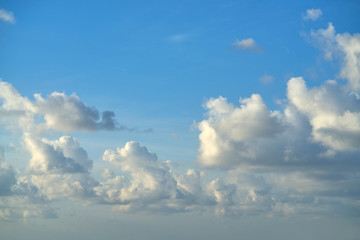 Blue summer sky white cumulus clouds