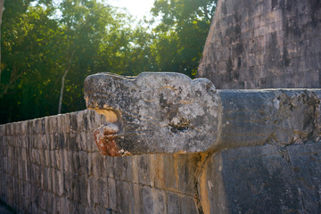 Chichen Itza snake head Yucatan Mexico