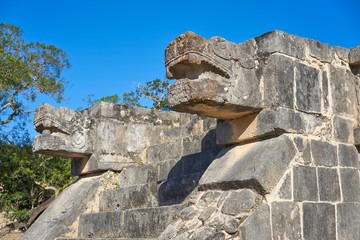 Chichen Itza snake head Yucatan Mexico