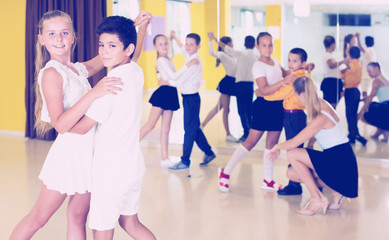 Children studying of partner dance