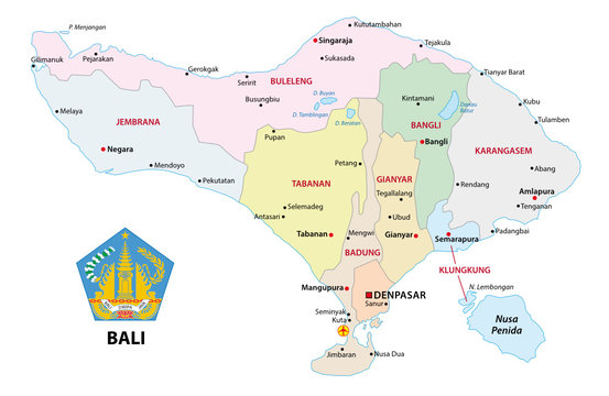 Bali administrative and political vector map with seal