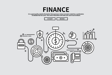 Flat line vector editable graphic illustration, business finance concept,