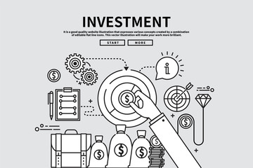 Obraz premium Flat line vector editable graphic illustration, business finance concept, investment
