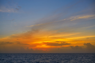 Caribbean sunset on the sea
