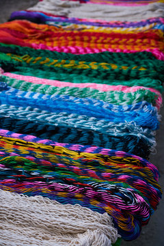 Chichen itza colorful hammocks in Mexico